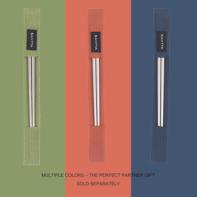 SANTTA Titanium Chopsticks with Compact Carrying Case - Reusable Travel Chopsticks- Lightweight Cutlery for Camping | 2 Pairs