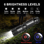 Powertac M6 G3 Tradesman Flashlight – 2030 Lumens, 330m Long Throw, Magnetic Tail, Rechargeable Compact EDC LED Light for Camping, Hiking, and Outdoor Use
