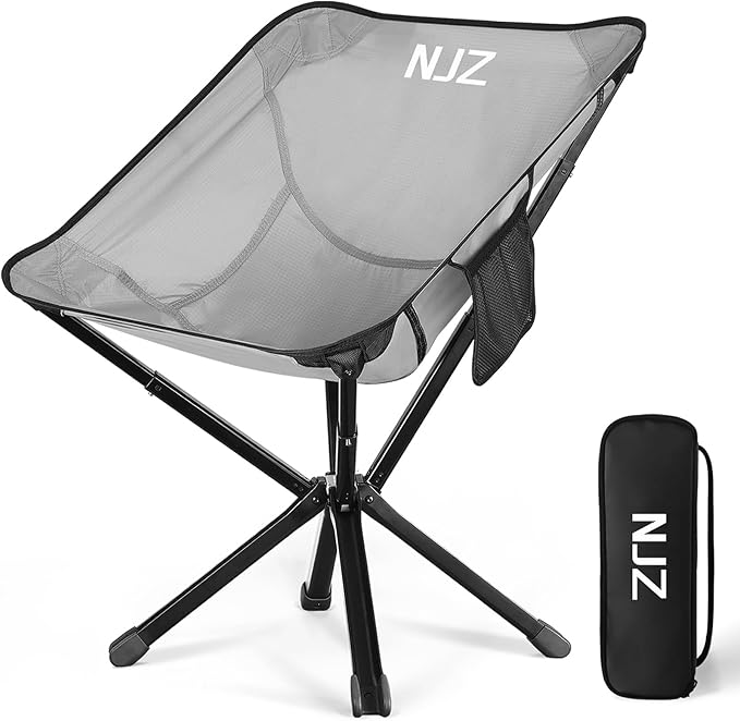 Lightweight Camping Chairs - Set up in 15s, Collapses to 13 Inches -Portable Chair with Carry Bag, Compact Folding Chair for Travel, Picnics, Lawn, Beach, Support 200 LBS - Sliver