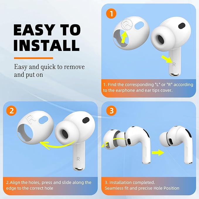 [5 Pairs] for AirPods Pro 3 Ear Tips Cover [Fit in Case], Soft Silicone AirPod Pro 3 Ear Cover Anti Slip Air Pod pro 3 Accessories Compatible with AirPods Pro 3rd Generation Earbuds 2025 (White)