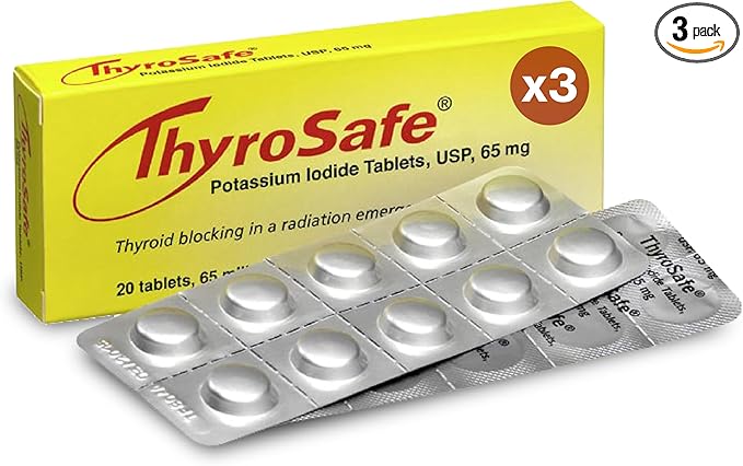65mg Potassium Iodide Tablets (60 Pack) - Protects Your Thyroid from Nuclear Radiation Exposure