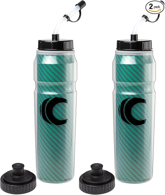 Cannon Sports 28oz Insulated Squeeze Water Bottle with Straw, Leak Proof Lids, 2 lids (Straw and Squeeze), Double Wall Insulation, Wide Mouth, BPA-Free (2 Pack) (Green)