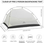 Naturehike Cloud-Up 2 Person Tent Lightweight Backpacking Tent with Footprint - Free Standing Ultralight Camping Hiking Backpack Tents Two Person Tent