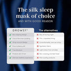 DROWSY Silk Sleep Mask. Face-Hugging, Padded Silk Cocoon for Luxury Sleep in Total Darkness. (Midnight Blue)