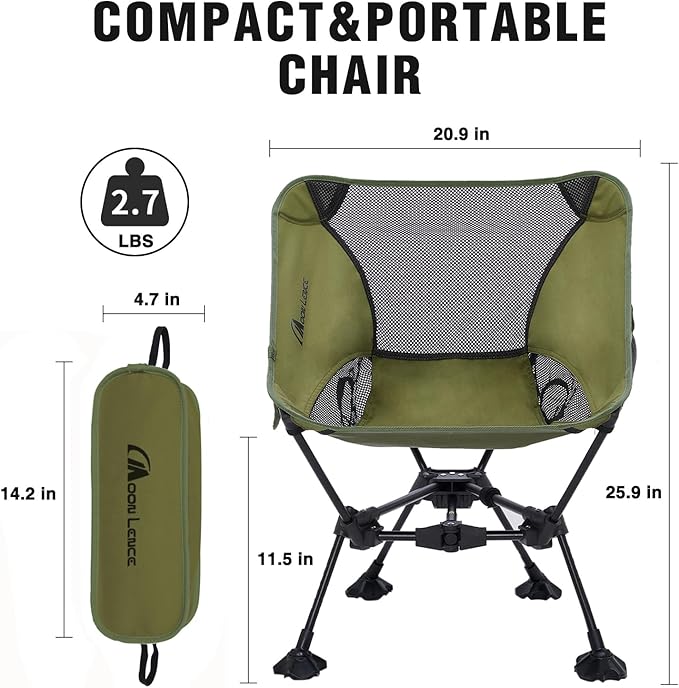 MOON LENCE Portable Camping Chair Backpacking Chair - The 4th Generation Ultralight Folding Chair - Compact, Lightweight Foldable Chairs for Hiking Mountaineering, Beach