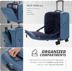 Verage Underseat Carry On Luggage with Wheels & USB Port,14 inch Coast Blue Wheeled Spinner Bag Carry-on Luggages for Airlines, Lightweight Suitcase Men Women, Pilots and Crew