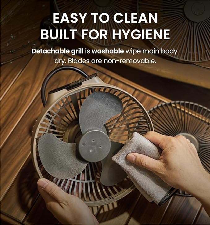 Claymore V1040 Fan (Black) - Premium Rechargeable Portable Air Circulator. Powerful, Quiet with Large 10,400mAh Battery, Versatile Stand & Remote Control. Up to 23 Hours Runtime, All Seasons.