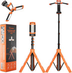 Saker Portable Camping Light with Stand 73.2" Rechargeable Work Light 800/3200 Lumen 4000/6500K Dimmable Emergency Flashlight for Garage, Outdoor Work, Power Outages, Fishing LD10 Orange