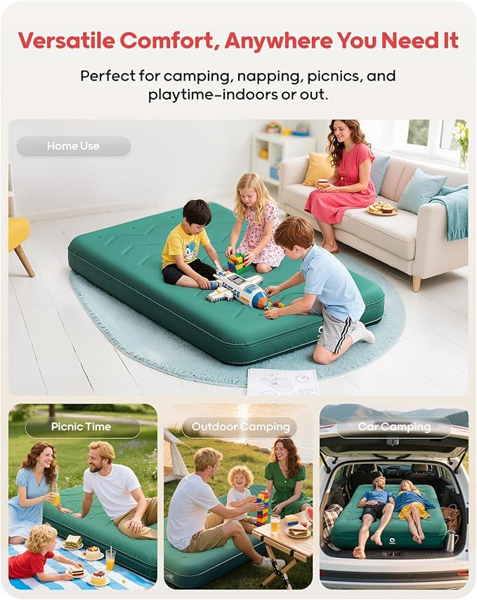 QPAU Twin Size Air Mattress Camping Pad – 9” Thick R8–10 Insulated Inflatable Mattress with Foam Comfort & Foot Pump, Twin Air Mattress for Camping, Road Trips, and Home Guests (Full Size)