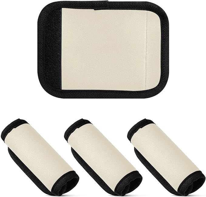 DOMIKING Beige Cream Luggage Handle Wrap Soft Luggage Identifiers for Suitcase Tags for Travel Bag Luggage Suitcase Handle Cover Travel Accessories, 4 Pack