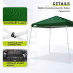 EAGLE PEAK 11x11 Slant Leg Pop-up Canopy Tent Easy One Person Setup Instant Outdoor Beach Canopy Folding Portable Sports Shelter 11' x 11' Base 9' x 9' Top (Green)