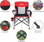 Camping Chair for Adults 350 LBS Support Camp Chair with Breathable Mesh Back Fabric with Arm Rest Cup Holder and Portable Carrying Bag