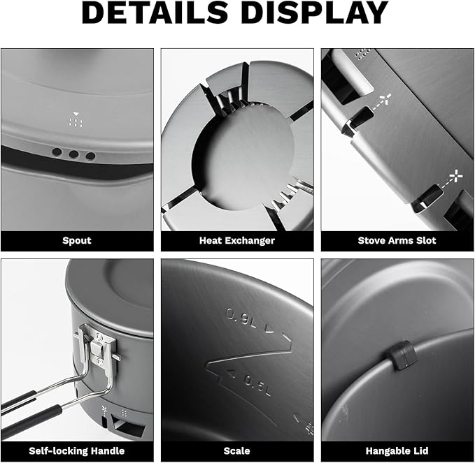 Fire-Maple Petrel Ultralight Pot- High Efficiency Aluminum Camping and Backpacking Pot with Heat-Proof Handle, Portable and Compact