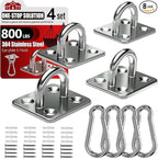 sprookber 304 Stainless Steel Pad Eye Snap Hooks, M6 Heavy Duty Ceiling Hooks, 800 lb Capacity Hammock Swing Hanging kit, Plant Hangers, Marine Hardware Staple Hook Loop with Screws, Set of 8