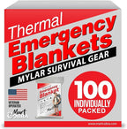 Mart Cobra Emergency Blanket 100-Pack | Reflective Thermal Blanket | Survival Gear | Lightweight Mylar Blankets | Retains 90% Body Heat | Essential for Camping, First Aid, Homeless Care Package Bulk
