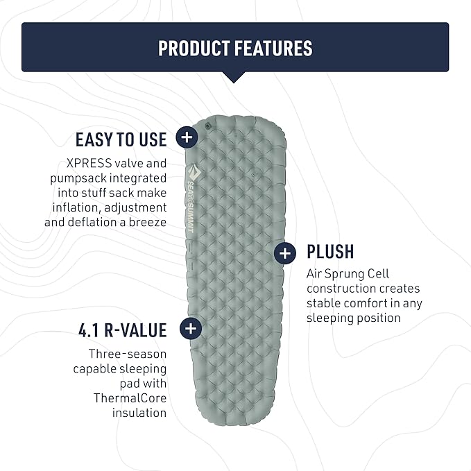 Sea to Summit Ether Light XR Insulated Sleeping Pad, Rectangular - Large (78 x 25 x 4 inches)