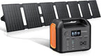 Portable Power Station with 55W Solar Panel, 299Wh LiFePO4 Backup Battery 300W Pure Sine Wave AC (600W Peak) Car Outlets PD 60W QC3.0 Solar Generator Power Bank for Camping, Emergency, CPAP