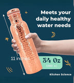 Authentic Ayurvedic Copper Water Bottle (34Oz /1000ml) With Carrying Canvas Bag & Sleeve For Drinking Water And Leak-Proof