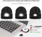 ATNKE LED Lighted Beanie Hat,USB Rechargeable 4 LED Running Headlamp Bright Cap with The Light Gifts for Men and Women