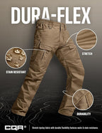 CQR Men's Flex Ripstop Tactical Pants, Water Resistant Stretch Cargo Pants, Lightweight EDC Hiking Work Pants