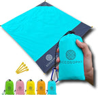 ECCOSOPHY 60x55" Blue Waterproof Compact Pocket Beach Blanket