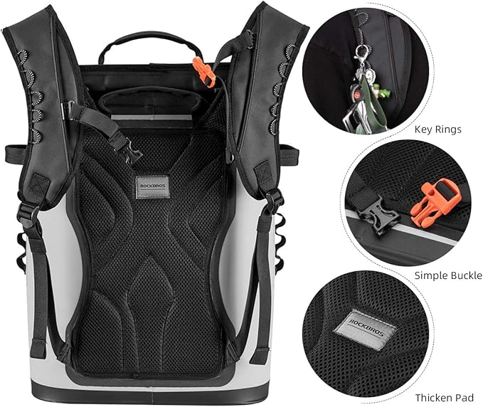 ROCKBROS Backpack Cooler Leak-Proof Soft Sided Cooler Waterproof Insulated Backpack Cooler Bag 36 Can Soft Cooler for Camping Fishing Party Outdoor Adventure Picnic