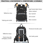 Seektop 40L Hiking Backpack Foldable Daypack for Women Men, Lightweight Travel Backpack Carry on Flight Approved Work Business Leisure Bag (Black)