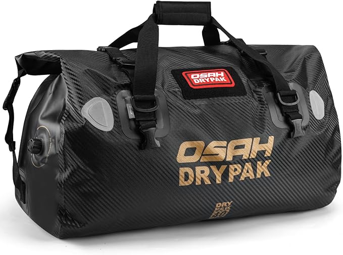 Waterproof Duffel Bag - Motorcycle Dry Bag Tail Bag with Large Storage Space, Waterproof Luggage Duffle Bags with Outer Mesh Zipper Pocket for Camping, Kayaking, Fishing & Traveling