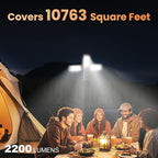 CAVN Rechargeable 10000mAh Camping Lights with Stand 6.5 ft Max Height, Portable Cordless LED Work Light 2200 Lumens 6500/4500/3500K Dimmable Camping Essentials Gear with Detachable Tripod, Black