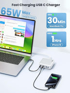 USB C Charger Block 200W[2025 Upgraded] GaN III 6 Port Fast Charging Station Hub,PD 65W USB C Laptop Charger Compatible with MacBook Pro/Air,iPad,iPhone 16/15,Galaxy S23/S24 Steam Deck Dell XPS etc