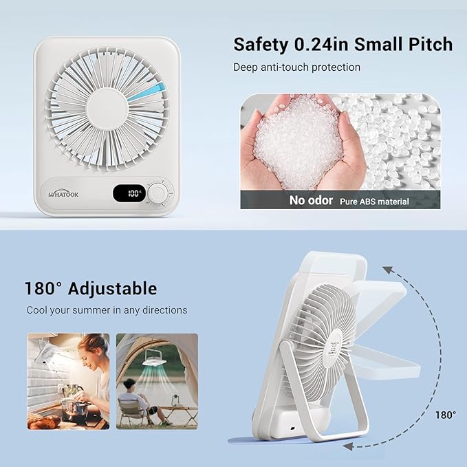 Small Desk Fan Personal Fans: 5000mah 25 Hours Battery Office Quiet Mini Desktop Fan Portable Rechargeable Travel Essentials (White, 2000)