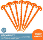 Spiral Plastic Tent Stakes 15 Pack - 10 Inch Heavy Duty Beach Tent Pegs Canopy Stakes - Essential Gear for Camping, Backpacking, Gardening and More