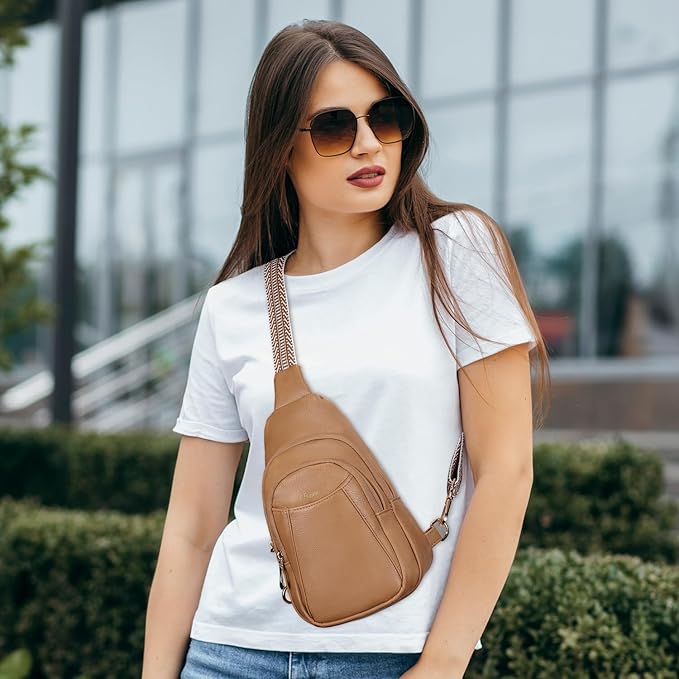 Crossbody Bags for Women Anti Theft Vegan Leather Sling Bag RFID Blocking Chest Bag for Travel