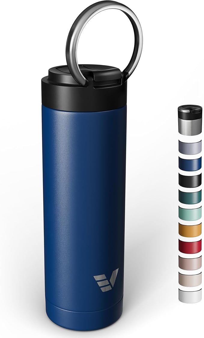Maxi Stainless Steel Water Bottle 26oz - Double wall vacuum insulated | Integrated carry handle | leak proof flip top lid | Lightweight & stylish - Blue