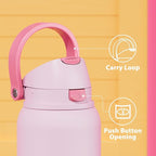 40 oz Insulated Water Bottle for Sports: Meoky Stainless Steel Water Bottle with 2-in-1 Straw and Spout Lid - Leak Proof, Cold for 24 Hours, Protective Silicone Base, BPA-Free for Women Gym, Blush