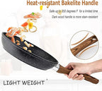 Kitchen Academy Induction Cookware Set-17 Piece Non-stick Cooking Pan Set, Black Granite Pots and Pans Set