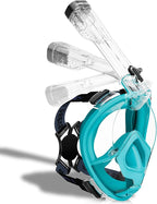 Full Face Snorkel Mask Adults with Ear Pressure Equalizer, Fully Enclosed CO2 Outflow, Silicone Bonding Anti-Leak&Fog,Buckle Folding for Portability