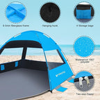 Venustas Beach Tent Sun Shelter for 3/4-5/6-7/8-10 Person, UPF 50+ UV Protection Beach Canopy, Lightweight and Easy Setup Cabana, Portable Shade Tent