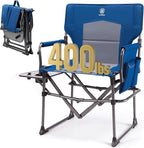 EVER ADVANCED Camping Directors' Chair with Side Table, Portable Folding with Compact Size, Heavy Duty Lawn Chair with Pocket for Camping, Lawn, Sports and Fishing, 400lbs, Blue