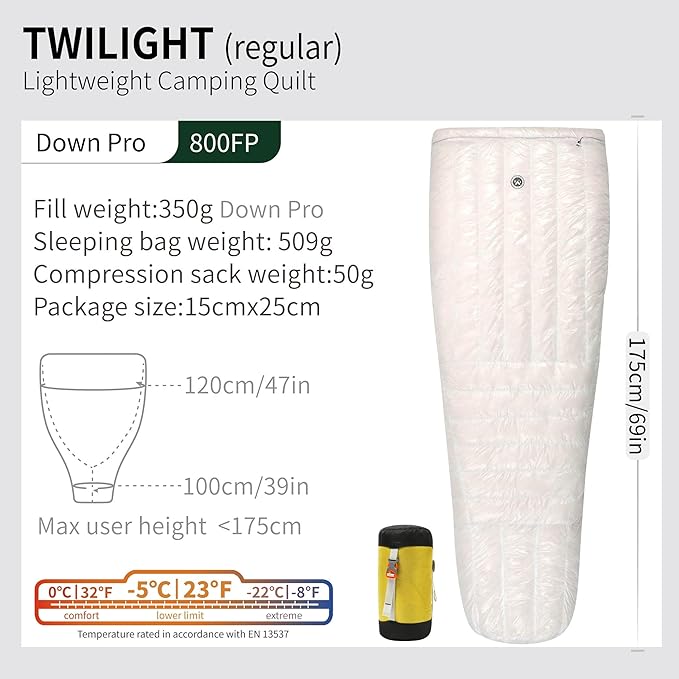AEGISMAX WIND HARD Twilight 0 Degree 800FP Down Sleeping Bag Ultralight Outdoor Camping Hiking Sleeping Bag for Men & Women
