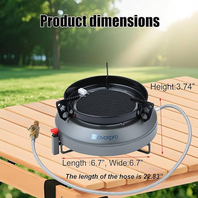 Portable Camping Stove Infrared Windproof, Backpacking Stove13400 BTU Single Butane Burner for Outdoor Hiking with Piezo Ignition