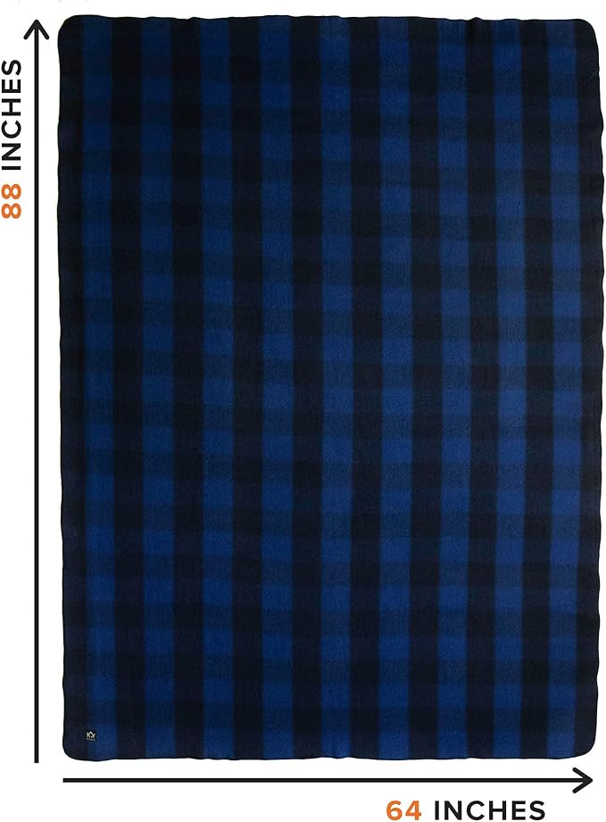 Arcturus Plaid Wool Blankets - 4.5lbs Warm, Heavy, Washable, Large | Great for Camping, Outdoors, Sporting Events, or Home