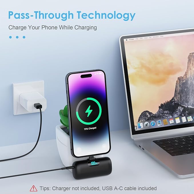 [2-Pack]Small Portable Charger for iPhone 5000mAh, PD Fast Charging Power Bank,Mini Battery Pack Portable Phone Charger Travel Essentials for iPhone 14/14 Pro Max/13/13 Pro/12 Pro/11/XS/XR/X/8/7/6/SE