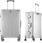 HotWay 28 Inch All Aluminum Checked In Luggage, Hard Shell Suitcase with Spinner Wheels and TSA Lock, Large Suitcase for Business Travel