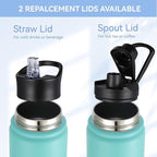 HASLE OUTFITTERS Insulated Water Bottle 22 oz Double Wall Stainless Steel Water Bottle Wide Mouth with Straw Lid & Spout Lid Keeps Cold or Hot(Green Blue Gradient,1)