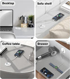 Desk Grommet Power Outlet, 2.5 inch Desktop Recessed Outlet with 20W Fast Charging USB-C Port, Flush Mount Outlet for Conference Rooms, Office Tables, Furniture (White, 10FT)