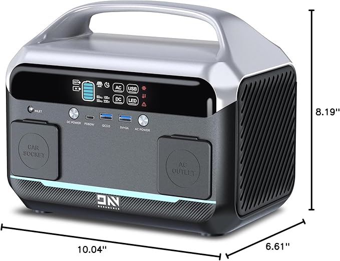 Portable Power Station 600W–576Wh LiFePO4 Battery/1 Hour Fast Charging, Solar Generator with Multiple Outputs – Reliable Backup Power for Camping, Off-Grid Living, and Emergencies