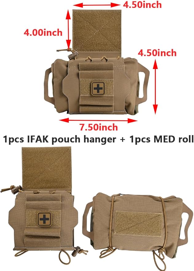 SABADO Rapid/Quick Deploy First Aid Kit Pack Tactical IFAK Pouch Two-Piece System Med Roll Carrier Hypalon Handle Outdoor Sport Hunting Bag