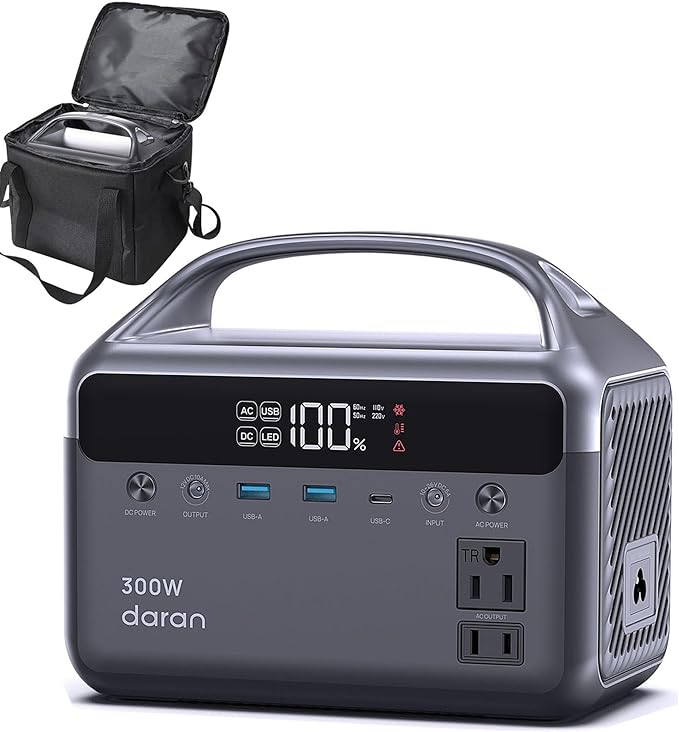 Portable Power Station 300W (600W Peak), 192Wh (60,000mAh) Solar Generator, LiFeP04 Battery with AC Outlets, 5.5LB Power Bank for Outdoor Camping, Traveling, Home & Emergency (Solar Optional)