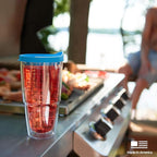 Tervis Clear & Colorful Tabletop Made in USA Double Walled Insulated Tumbler Travel Cup Keeps Drinks Cold & Hot, 24oz, Clear